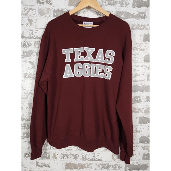 Champion Texas A&M Aggies Crewneck Sweatshirt Maroon Large Collegiate Pullover - Picture 1 of 16
